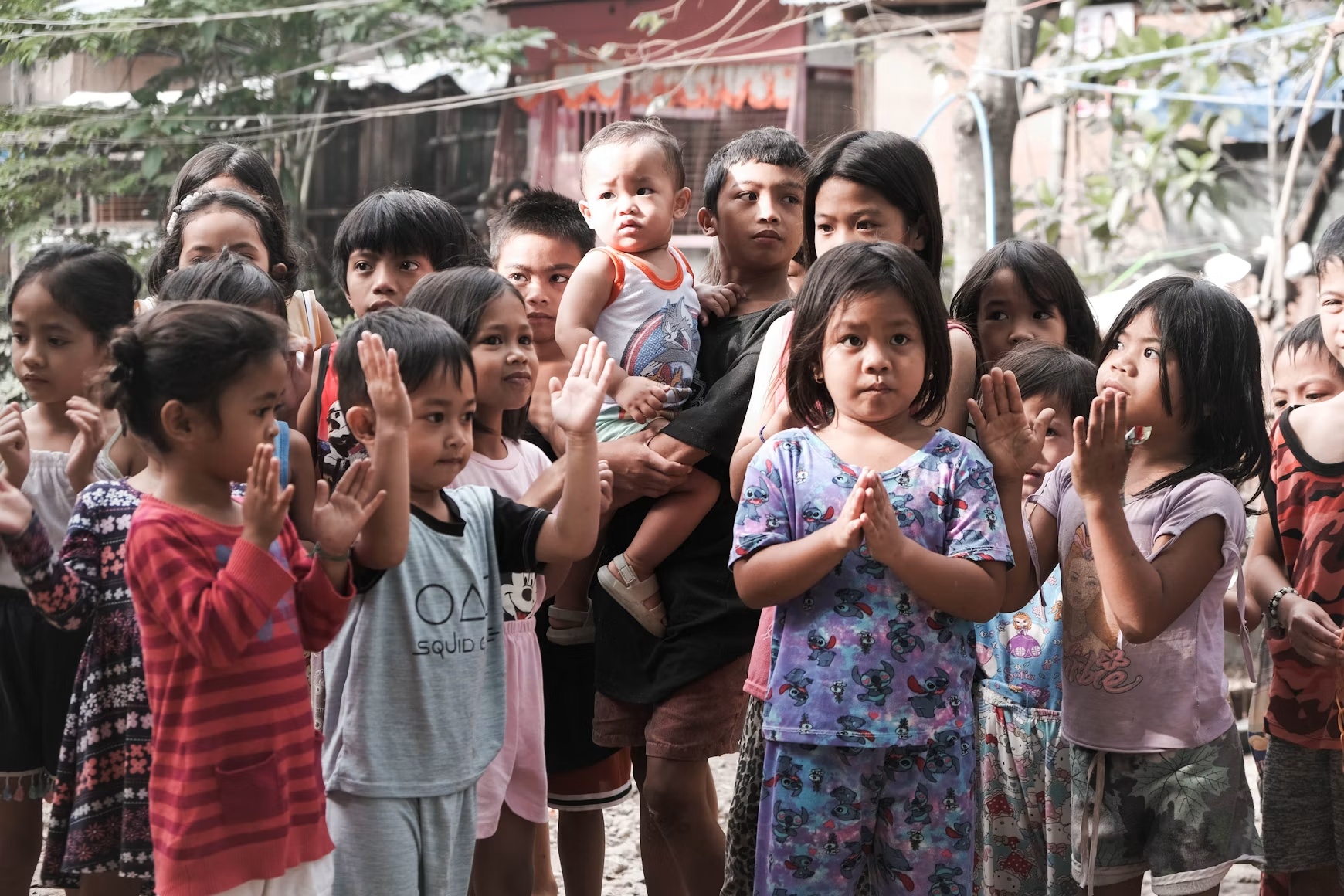 A group of children gathered together